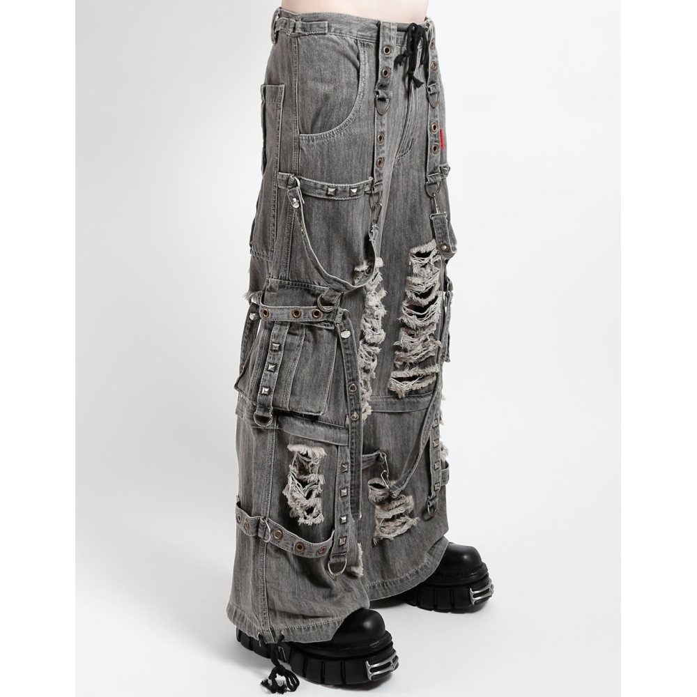 Tripp NYC - Shredder Denim Strap Wijde broek - Zwart